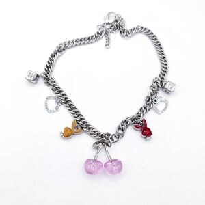 Playboy Bunny Necklace w/ Authentic Bunny Charms| CZ Dice| Y2K Era| Novelty